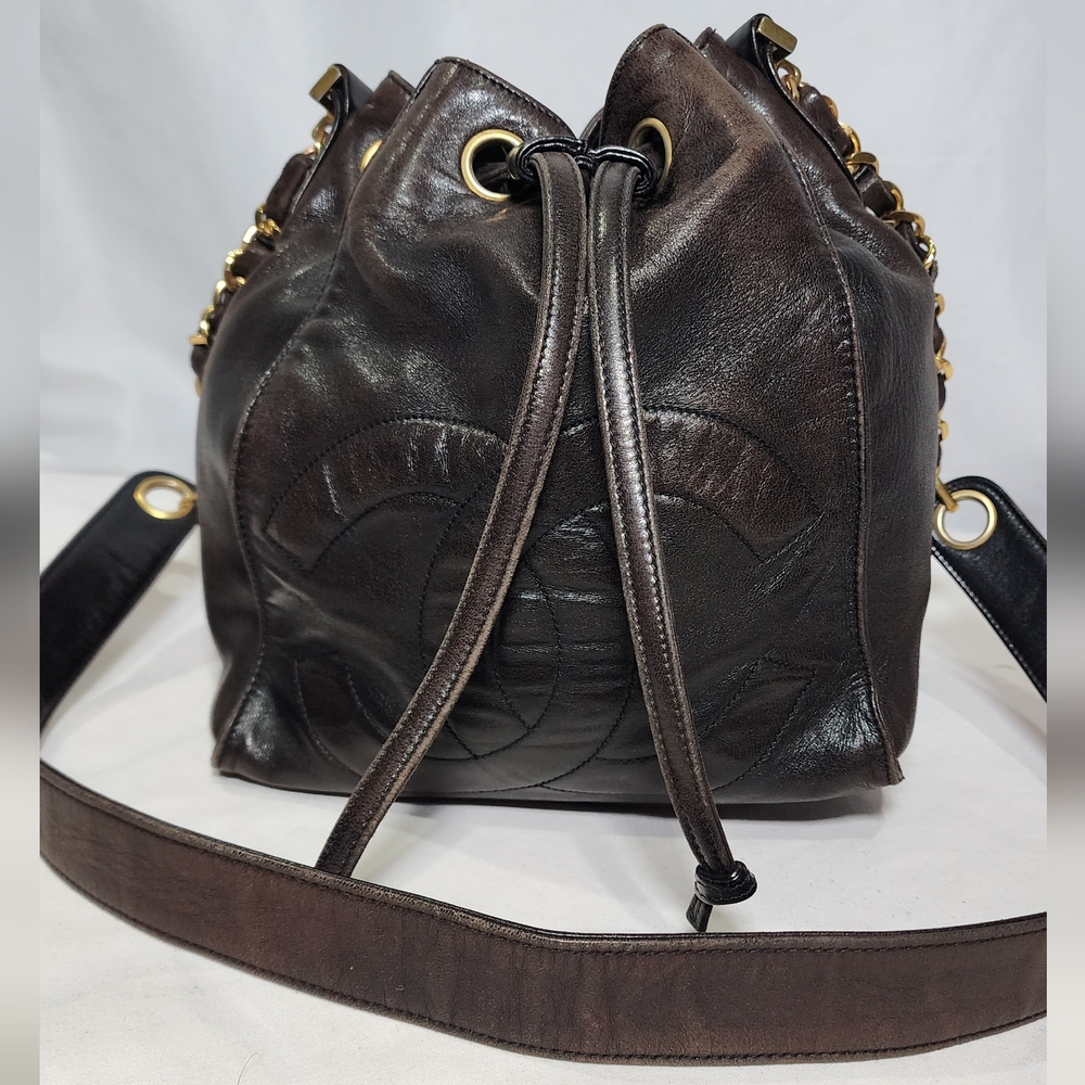 Chanel Drawstring Bucket Shoulder/crossbody Bag. Light Dryness On Corners.